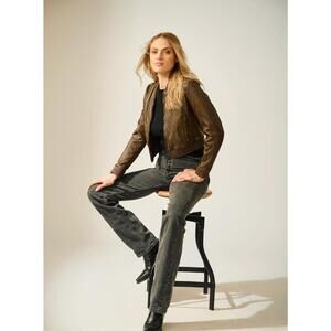 NEW MAURITIUS kamaryn leather bomber jacket in brown